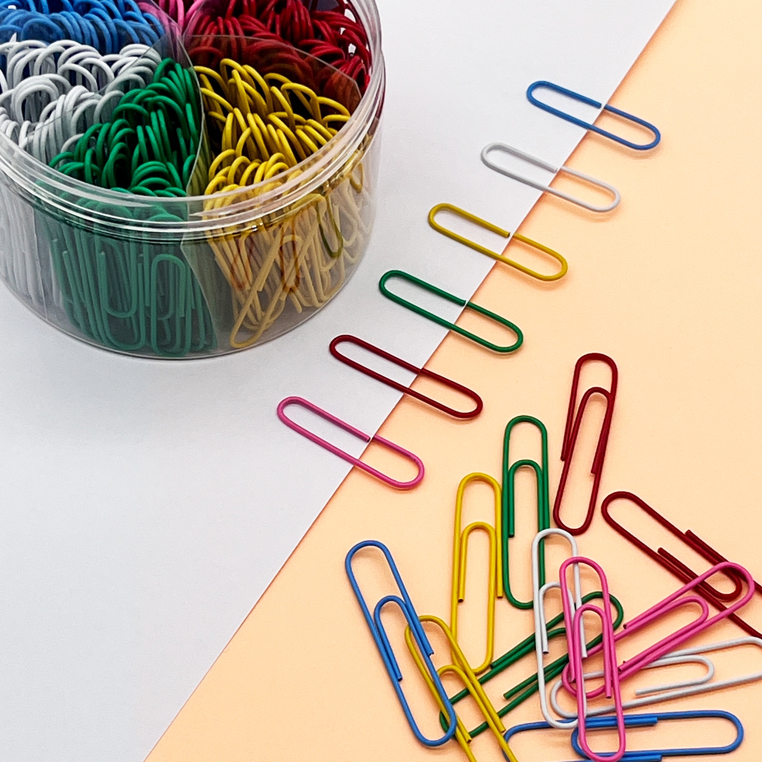 Hot selling office school use fashional 300pcs 2 inches 6 colors office stationery set cute metal colorful large paper clip set